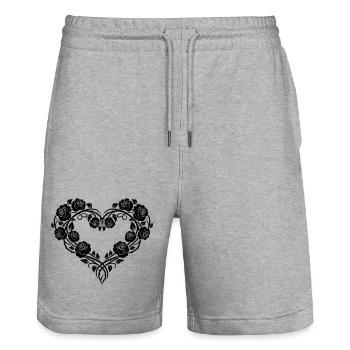 Ornement en forme de cœur de roses – Design floral romantique - Short de jogging bio TRAINER Stanley/Stella unisexe - gris chiné - Devant - Nik (191cm) & Marisol (170cm)