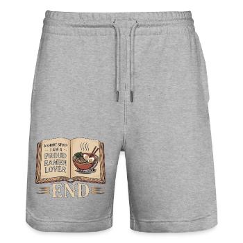 Ramen : une nouvelle courte, je suis un fier chef de ramen - Short de jogging bio TRAINER Stanley/Stella unisexe - gris chiné - Devant - Nik (191cm) & Marisol (170cm)