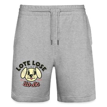 Retro pastel dog joIlace - Stanley/Stella Trainer Unisex Organic Jogging Shorts - heather grey - Front - Nik (191cm) & Marisol (170cm)