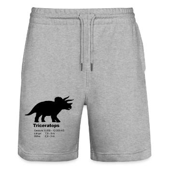 Profil Triceratops – Faits sur les dinosaures - Short de jogging bio TRAINER Stanley/Stella unisexe - gris chiné - Devant - Nik (191cm) & Marisol (170cm)