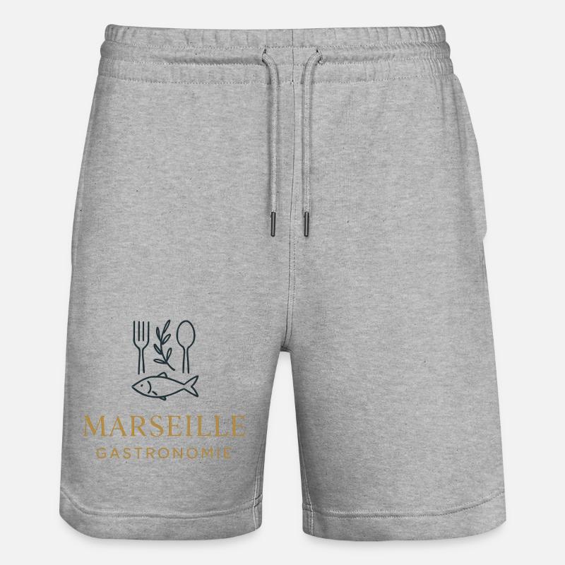 Marseille Gastronomie Bouillabaisse Design Poisson - Short de jogging bio TRAINER Stanley/Stella unisexe - gris chiné