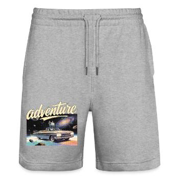 Aventure en voiture rétro - Short de jogging bio TRAINER Stanley/Stella unisexe - gris chiné - Devant - Nik (191cm) & Marisol (170cm)
