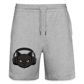 Headset Alpha Cat Music Headphones - Stanley/Stella Trainer Unisex Organic Jogging Shorts - heather grey - Front - Nik (191cm) & Marisol (170cm)