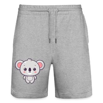 Koala Soft Pastel Drawing - Stanley/Stella Trainer Unisex Organic Jogging Shorts - heather grey - Front - Nik (191cm) & Marisol (170cm)