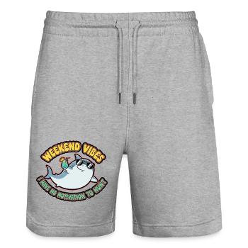 Weekend Vibes Shark Cocktail Tee - Stanley/Stella Trainer Unisex Organic Jogging Shorts - heather grey - Front - Nik (191cm) & Marisol (170cm)