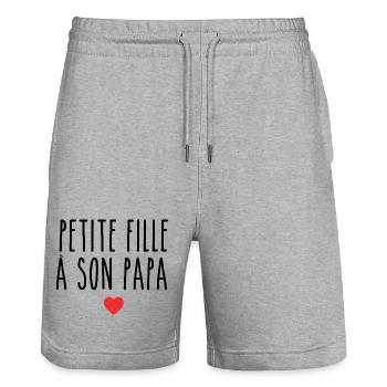 Petite fille à son papa - Short de jogging bio TRAINER Stanley/Stella unisexe - gris chiné - Devant - Nik (191cm) & Marisol (170cm)
