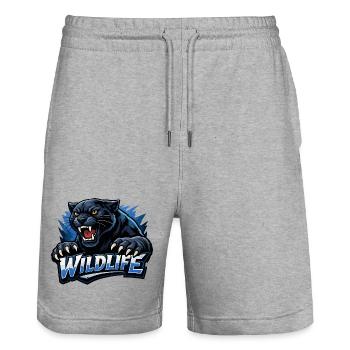 Panther Wildlife Logo - Stanley/Stella Unisex Bio Joggingshorts Trainer  - Grau meliert - Vorne - Nik (191cm) & Marisol (170cm)