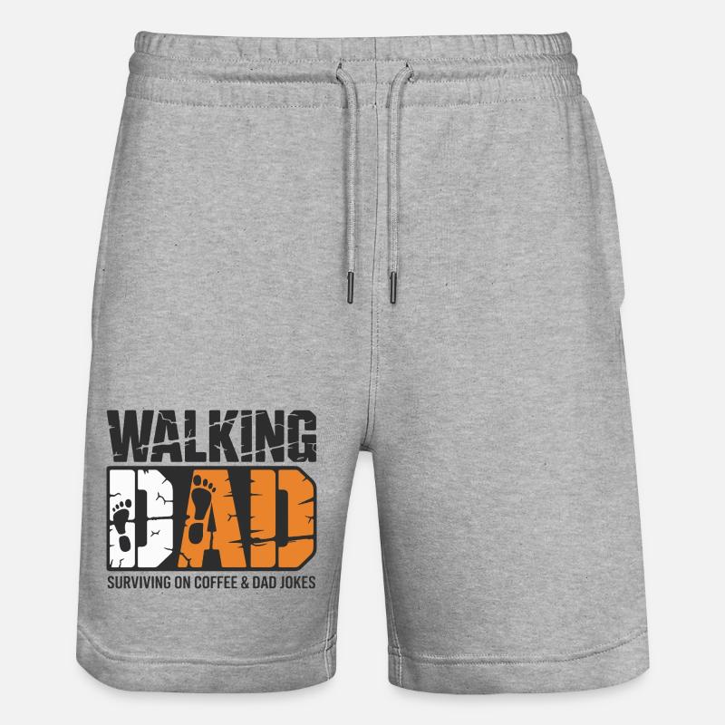Papa en mouvement : café et blagues - Short de jogging bio TRAINER Stanley/Stella unisexe - gris chiné