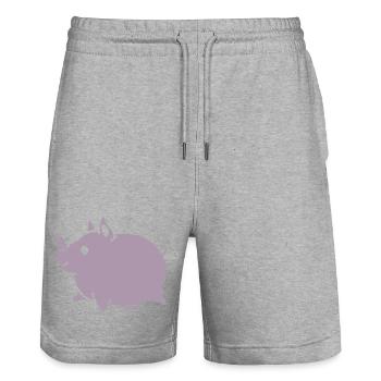 Silhouette mignonne de dessin animé de Kawaii Rhino - Short de jogging bio TRAINER Stanley/Stella unisexe - gris chiné - Devant - Nik (191cm) & Marisol (170cm)