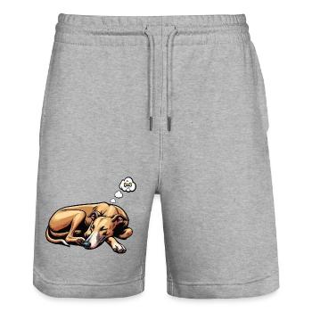 Whippet Greyhound Whippets Greyhound Owner - Stanley/Stella Trainer Unisex Organic Jogging Shorts - heather grey - Front - Nik (191cm) & Marisol (170cm)