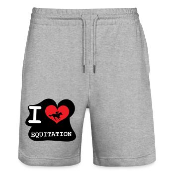 I love horseback riding: the logo of the enthusiasts - Stanley/Stella Trainer Unisex Organic Jogging Shorts - heather grey - Front - Nik (191cm) & Marisol (170cm)