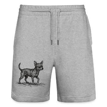 Chihuahua Sketch – Minimalistisches Hund Design - Stanley/Stella Unisex Bio Joggingshorts Trainer  - Grau meliert - Vorne - Nik (191cm) & Marisol (170cm)