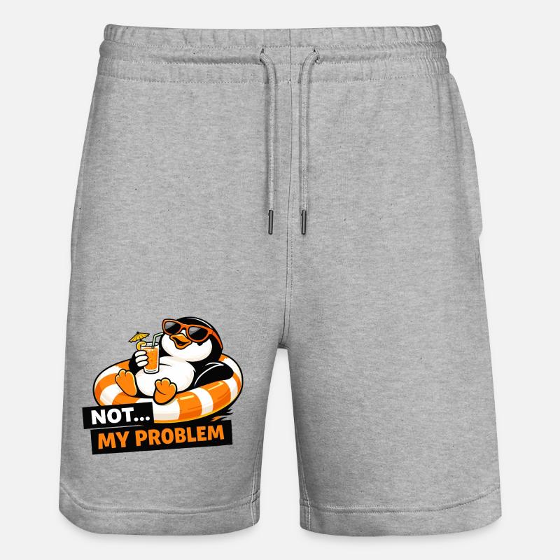Nicht mein Problem, Penguin Chill - Stanley/Stella Unisex Bio Joggingshorts Trainer  - Grau meliert