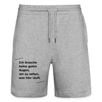 Ich brauche keine guten Augen - Stanley/Stella Unisex Bio Joggingshorts Trainer  - Grau meliert - Vorne - Nik (191cm) & Marisol (170cm)