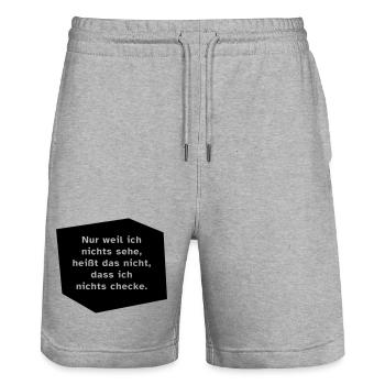 Nur weil ich nichts sehe, ... - Stanley/Stella Unisex Bio Joggingshorts Trainer  - Grau meliert - Vorne - Nik (191cm) & Marisol (170cm)