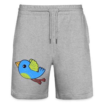 Kleiner Blauer Vogel - Stanley/Stella Unisex Bio Joggingshorts Trainer  - Grau meliert - Vorne - Nik (191cm) & Marisol (170cm)