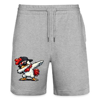 Dabbing Rooster - Stanley/Stella Trainer Unisex Organic Jogging Shorts - heather grey - Front - Nik (191cm) & Marisol (170cm)