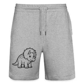 Bébé Tricératops - Short de jogging bio TRAINER Stanley/Stella unisexe - gris chiné - Devant - Nik (191cm) & Marisol (170cm)