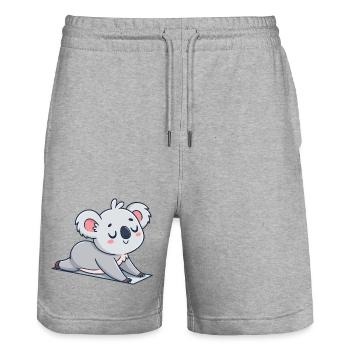 Soft Koala Resting on Carpet - Stanley/Stella Trainer Unisex Organic Jogging Shorts - heather grey - Front - Nik (191cm) & Marisol (170cm)