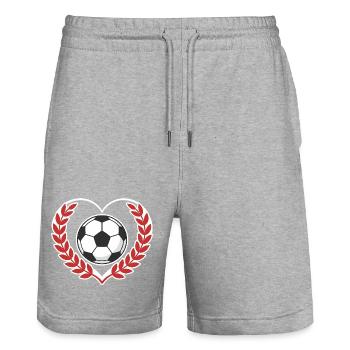 Boule en forme de cœur avec couronne de laurier - Short de jogging bio TRAINER Stanley/Stella unisexe - gris chiné - Devant - Nik (191cm) & Marisol (170cm)