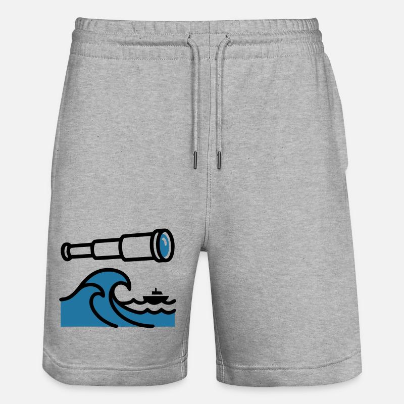 Telescope Waves Ocean Explorer - Stanley/Stella Trainer Unisex Organic Jogging Shorts - heather grey