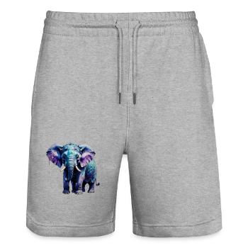 Wasserfarbener Elefant im Aquarellstil - Stanley/Stella Unisex Bio Joggingshorts Trainer  - Grau meliert - Vorne - Nik (191cm) & Marisol (170cm)