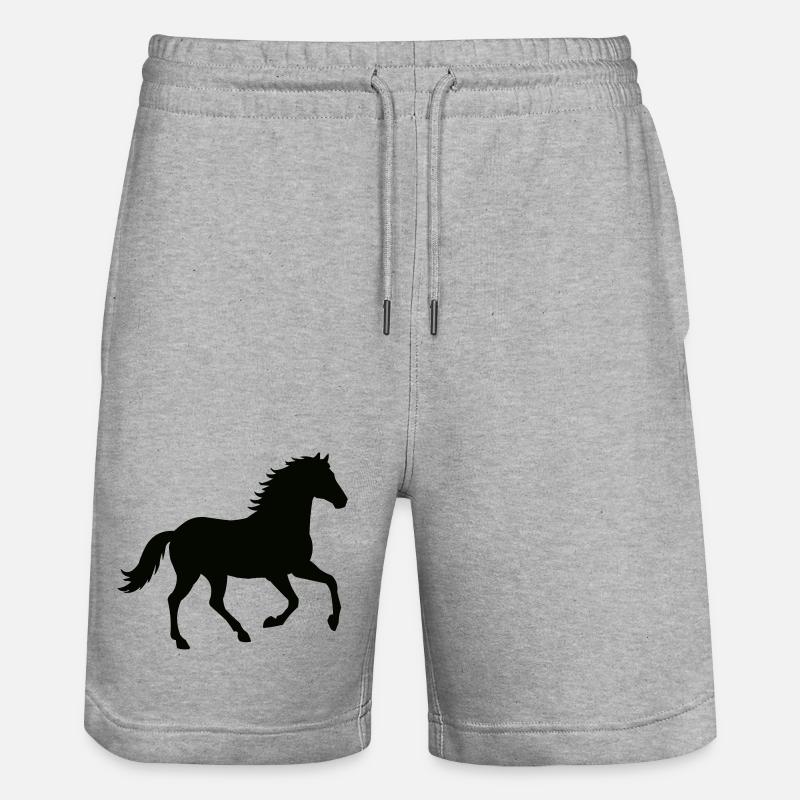 Silhouette de cheval au galop - Short de jogging bio TRAINER Stanley/Stella unisexe - gris chiné
