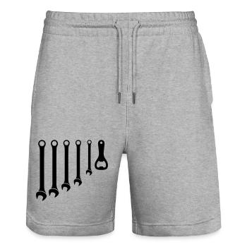 Werkzeug Set & Flaschenöffner Handwerker - Stanley/Stella Unisex Bio Joggingshorts Trainer  - Grau meliert - Vorne - Nik (191cm) & Marisol (170cm)