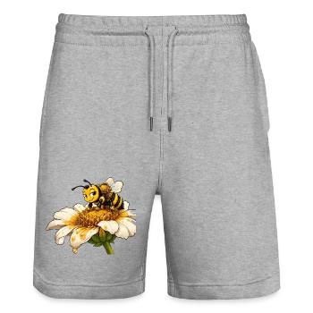 bee honey beekeeper honeycomb flowers meadow insect - Stanley/Stella Trainer Unisex Organic Jogging Shorts - heather grey - Front - Nik (191cm) & Marisol (170cm)
