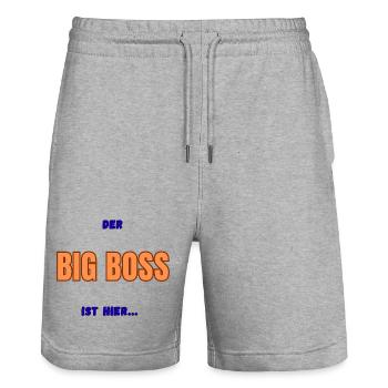 Der Chef ist hier - Stanley/Stella Unisex Bio Joggingshorts Trainer  - Grau meliert - Vorne - Nik (191cm) & Marisol (170cm)