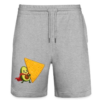 Avocat Héros et Puce - Short de jogging bio TRAINER Stanley/Stella unisexe - gris chiné - Devant - Nik (191cm) & Marisol (170cm)