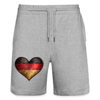 Deutschland Herz - Stanley/Stella Unisex Bio Joggingshorts Trainer  - Grau meliert - Vorne - Nik (191cm) & Marisol (170cm)