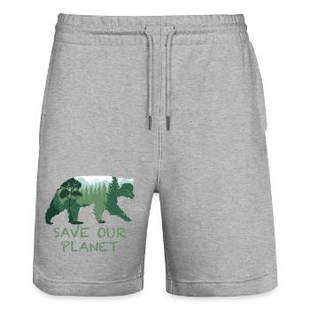Forêt naturelle d’ours Conservation de la nature - Short de jogging bio TRAINER Stanley/Stella unisexe - gris chiné - Devant - Nik (191cm) & Marisol (170cm)