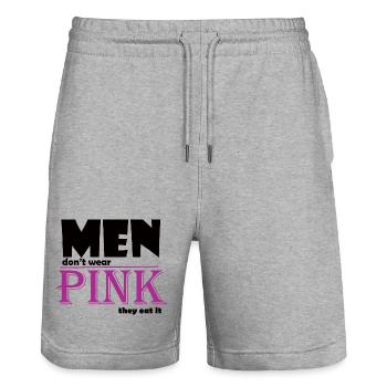 Art du t-shirt avec logo à empattement rose - Short de jogging bio TRAINER Stanley/Stella unisexe - gris chiné - Devant - Nik (191cm) & Marisol (170cm)