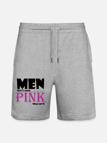 Pink Serif Logo Tee Art - Stanley/Stella Trainer Unisex Organic Jogging Shorts - heather grey