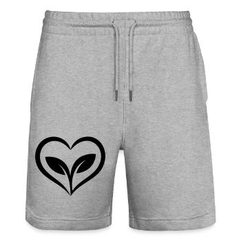 Cœur de jardinier avec plante - Short de jogging bio TRAINER Stanley/Stella unisexe - gris chiné - Devant - Nik (191cm) & Marisol (170cm)