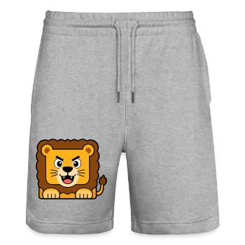 Lion - Short de jogging bio TRAINER Stanley/Stella unisexe - gris chiné - Devant - Nik (191cm) & Marisol (170cm)