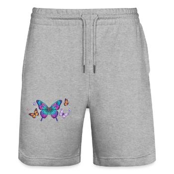 Colorful butterfly wing - Stanley/Stella Trainer Unisex Organic Jogging Shorts - heather grey - Front - Nik (191cm) & Marisol (170cm)