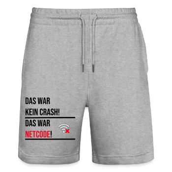 Das war kein Crash das war netcode V2 - Stanley/Stella Unisex Bio Joggingshorts Trainer  - Grau meliert - Vorne - Nik (191cm) & Marisol (170cm)
