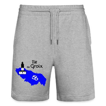 Île de Groix - Short de jogging bio TRAINER Stanley/Stella unisexe - gris chiné - Devant - Nik (191cm) & Marisol (170cm)