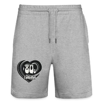 80s Forever | Retro Vintage Nostalgia - Stanley/Stella Trainer Unisex Organic Jogging Shorts - heather grey - Front - Nik (191cm) & Marisol (170cm)