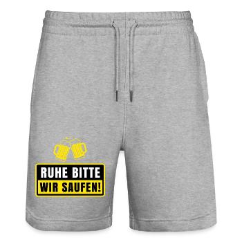 Ruhe Bitte Wir Saufen Lustiger Bier Spruch Party - Stanley/Stella Unisex Bio Joggingshorts Trainer  - Grau meliert - Vorne - Nik (191cm) & Marisol (170cm)