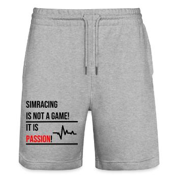 Simracing is not a Game - Stanley/Stella Trainer Unisex Organic Jogging Shorts - heather grey - Front - Nik (191cm) & Marisol (170cm)
