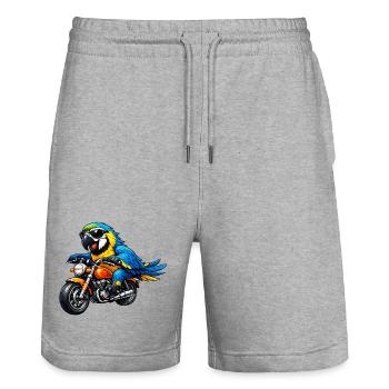 Parrot on the motorcycle - Stanley/Stella Trainer Unisex Organic Jogging Shorts - heather grey - Front - Nik (191cm) & Marisol (170cm)