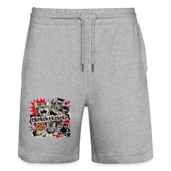 Mème drôle de chats du Bengale qui se plaignent - Short de jogging bio TRAINER Stanley/Stella unisexe - gris chiné - Devant - Nik (191cm) & Marisol (170cm)