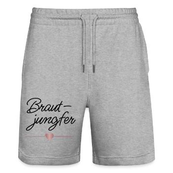 Brautjungfer Herz Hochzeit Team Braut - Stanley/Stella Unisex Bio Joggingshorts Trainer  - Grau meliert - Vorne - Nik (191cm) & Marisol (170cm)