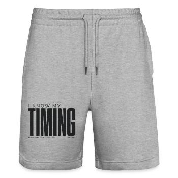I Know My Timing | Photographer's Edition - Stanley/Stella Trainer Unisex Organic Jogging Shorts - heather grey - Front - Nik (191cm) & Marisol (170cm)