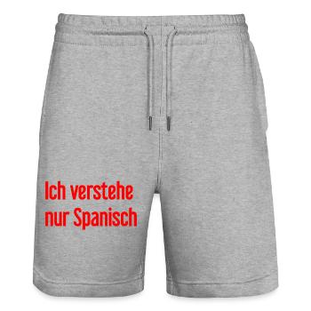 Ich verstehe nur Spanisch - Stanley/Stella Unisex Bio Joggingshorts Trainer  - Grau meliert - Vorne - Nik (191cm) & Marisol (170cm)