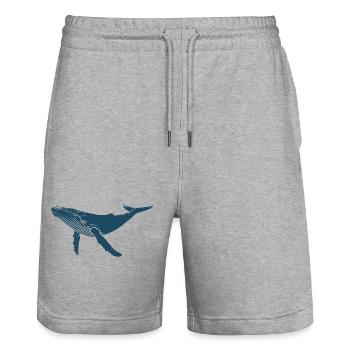 Baleine - baleine à bosse - mammifère marin - cadeau - Short de jogging bio TRAINER Stanley/Stella unisexe - gris chiné - Devant - Nik (191cm) & Marisol (170cm)
