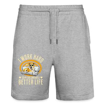 I Work Hard So My Dog Can Have A Better Life - Stanley/Stella Trainer Unisex Organic Jogging Shorts - heather grey - Front - Nik (191cm) & Marisol (170cm)